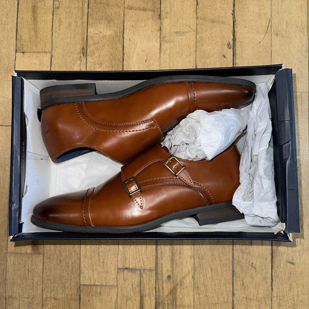 Bruno Marc Hutchingsonwide 2 Formal Shoes Mens 6.5 Brown Leather Monk Strap‎